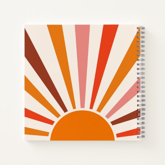 Retro Sun Rays blaast Zonnehard Oranje Geel Rood Notitieboek (Achterkant)