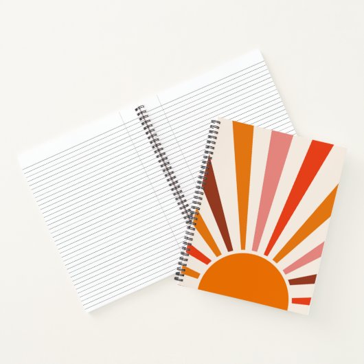 Retro Sun Rays blaast Zonnehard Oranje Geel Rood Notitieboek (Binnen)