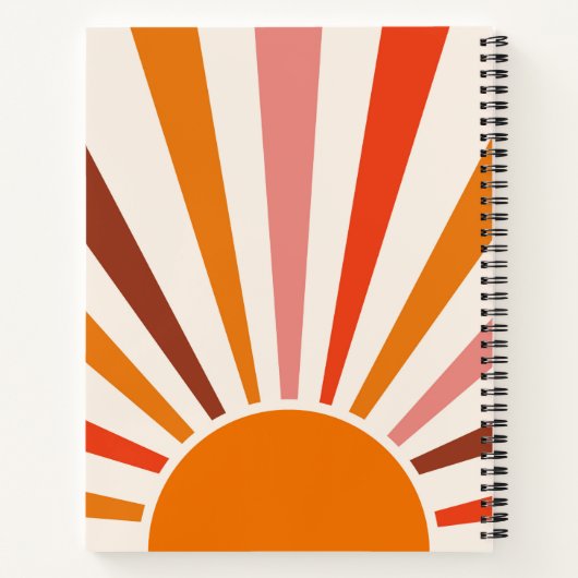 Retro Sun Rays blaast Zonnehard Oranje Geel Rood Notitieboek (Achterkant)