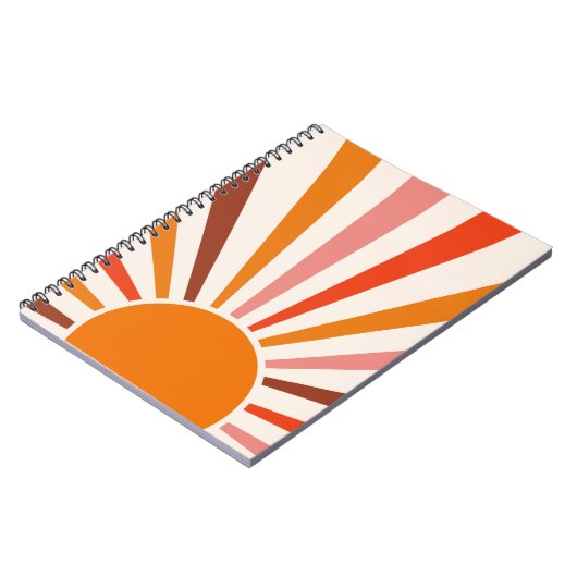 Retro Sun Rays blaast Zonnehard Oranje Geel Rood Notitieboek (Linkerzijde)