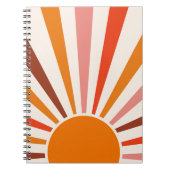 Retro Sun Rays blaast Zonnehard Oranje Geel Rood Notitieboek (Voorkant)