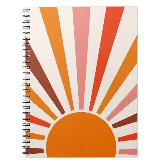 Retro Sun Rays blaast Zonnehard Oranje Geel Rood Notitieboek (Voorkant)