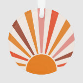 Retro Sun Rays blaast Zonnehard Oranje Geel Rood Ornament (achterkant)