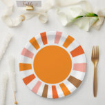 Retro Sun Rays blaast Zonnehard Oranje Geel Rood Papieren Bordje<br><div class="desc">Retrozon barst in warm roze,  bruine,  oranje tinten. Retro moderne oranje zonnestralen,  zonneschijn geometrische abstracte kunst.</div>