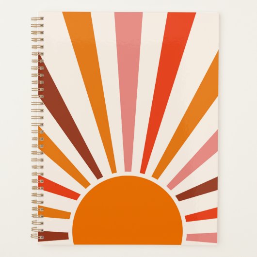 Retro Sun Rays blaast Zonnehard Oranje Geel Rood Planner (Voorkant)