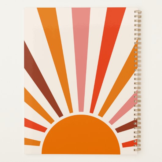 Retro Sun Rays blaast Zonnehard Oranje Geel Rood Planner (Achterkant)