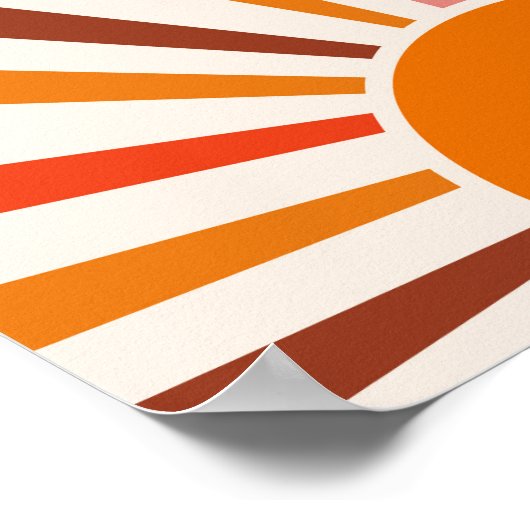Retro Sun Rays blaast Zonnehard Oranje Geel Rood Poster (Hoek)