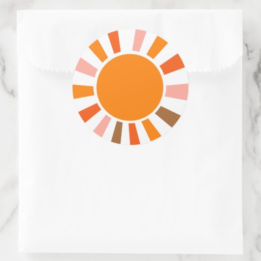 Retro Sun Rays blaast Zonnehard Oranje Geel Rood Ronde Sticker (Tas)