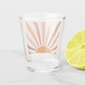 Retro Sun Rays blaast Zonnehard Oranje Geel Rood Shot Glas (Achterkant)