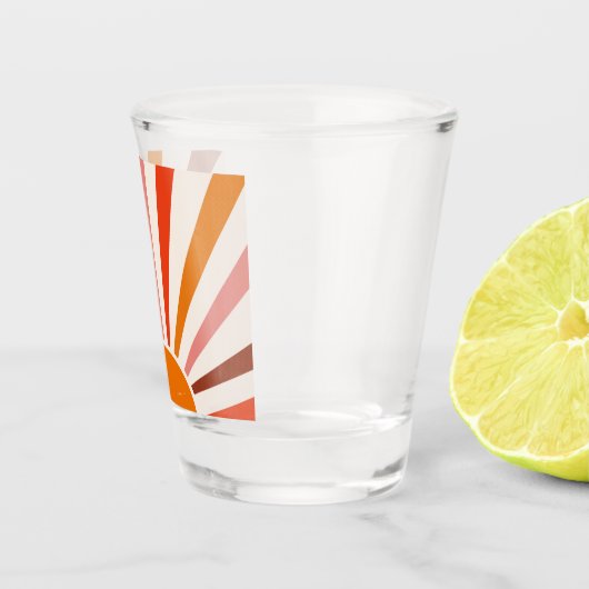 Retro Sun Rays blaast Zonnehard Oranje Geel Rood Shot Glas (Rechts)
