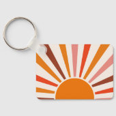 Retro Sun Rays blaast Zonnehard Oranje Geel Rood Sleutelhanger (Achterkant)