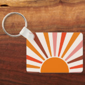 Retro Sun Rays blaast Zonnehard Oranje Geel Rood Sleutelhanger (Achterkant)