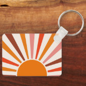Retro Sun Rays blaast Zonnehard Oranje Geel Rood Sleutelhanger (Voorkant)