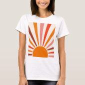 Retro Sun Rays blaast Zonnehard Oranje Geel Rood T-shirt (Voorkant)
