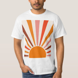 Retro Sun Rays blaast Zonnehard Oranje Geel Rood T-shirt