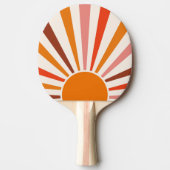 Retro Sun Rays blaast Zonnehard Oranje Geel Rood Tafeltennisbatje (Voorkant)