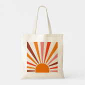 Retro Sun Rays blaast Zonnehard Oranje Geel Rood Tote Bag (Achterkant)
