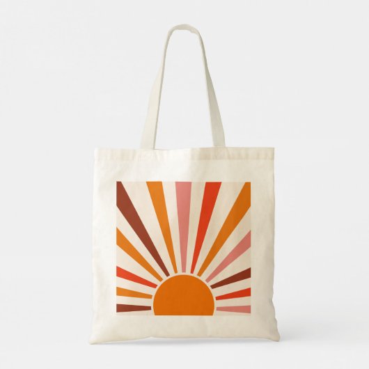 Retro Sun Rays blaast Zonnehard Oranje Geel Rood Tote Bag (Achterkant)