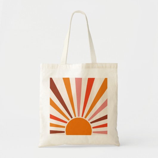 Retro Sun Rays blaast Zonnehard Oranje Geel Rood Tote Bag (Voorkant)