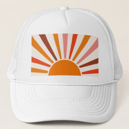 Retro Sun Rays blaast Zonnehard Oranje Geel Rood Trucker Pet