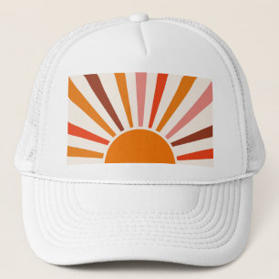 Retro Sun Rays blaast Zonnehard Oranje Geel Rood Trucker Pet