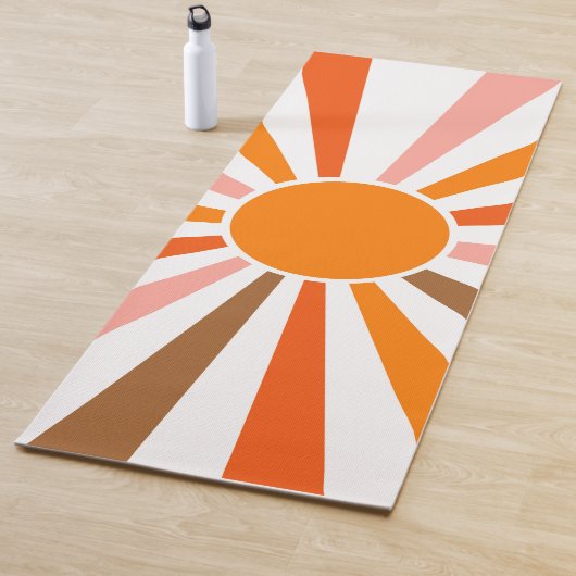 Retro Sun Rays blaast Zonnehard Oranje Geel Rood Yogamat (In situ)