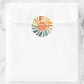 Retro  Sun-regenboogBaby shower Ronde Sticker (Tas)