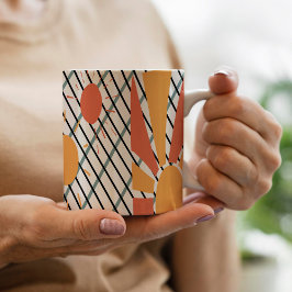 Retro Sun rood oranje blauw zwart-wit decoratief Koffiemok