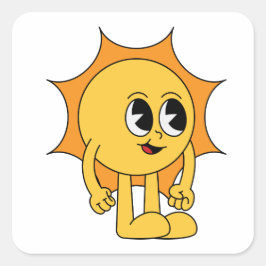 Retro Sun Smiley Vierkante Sticker