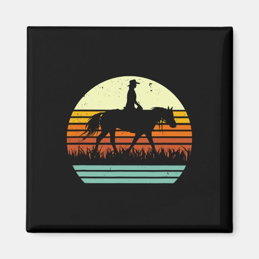 Retro Sun Style Western Ranch Trail Paard Magneet (Voorkant)