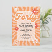 Retro Sun Wave Daisy 40e verjaardag Kaart (Staand voorkant)