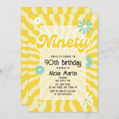 Retro Sun Wave Daisy 90ste verjaardag Kaart (Voorkant / Achterkant)