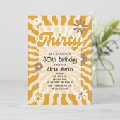 Retro Sun Wave Daisy Brown 30e verjaardag Kaart (Staand voorkant)