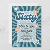 Retro Sun Wave Daisy Green 60e verjaardag Kaart (Voorkant)
