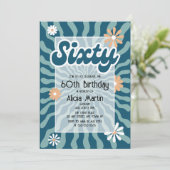 Retro Sun Wave Daisy Green 60e verjaardag Kaart (Staand voorkant)