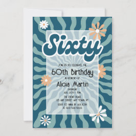 Retro Sun Wave Daisy Green 60e verjaardag Kaart