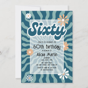 Retro Sun Wave Daisy Green 60e verjaardag Kaart