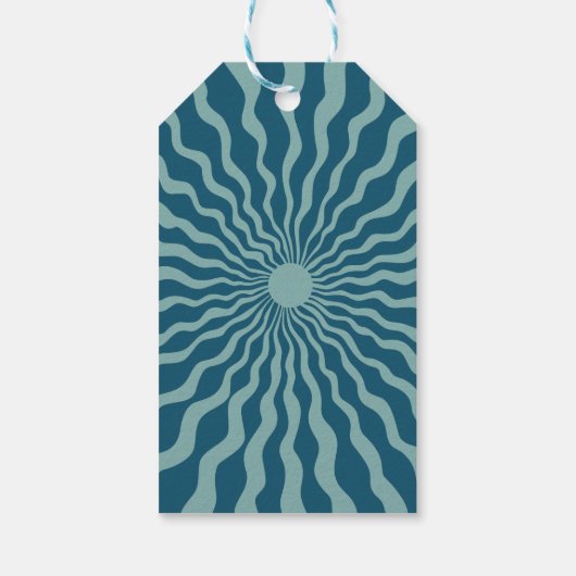 Retro Sun Wave Daisy Green Verjaardag Dank u Cadeaulabel (Achterkant)