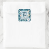Retro Sun Wave Daisy Green Verjaardag Dank u Vierkante Sticker (Tas)