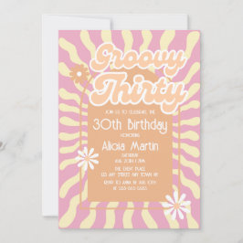 Retro Sun Wave Daisy Groovy Brown 30e verjaardag Kaart
