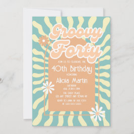 Retro Sun Wave Daisy Groovy Bruin 40ste verjaardag Kaart