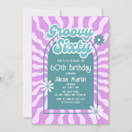 Retro Sun Wave Daisy Groovy Green 60e verjaardag Kaart