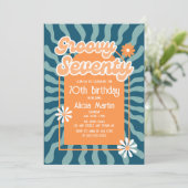 Retro Sun Wave Daisy Groovy Sinaasappel 70e Verjaa Kaart (Staand voorkant)