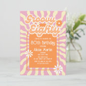 Retro Sun Wave Daisy Groovy Sinaasappel 80e Verjaa Kaart (Staand voorkant)