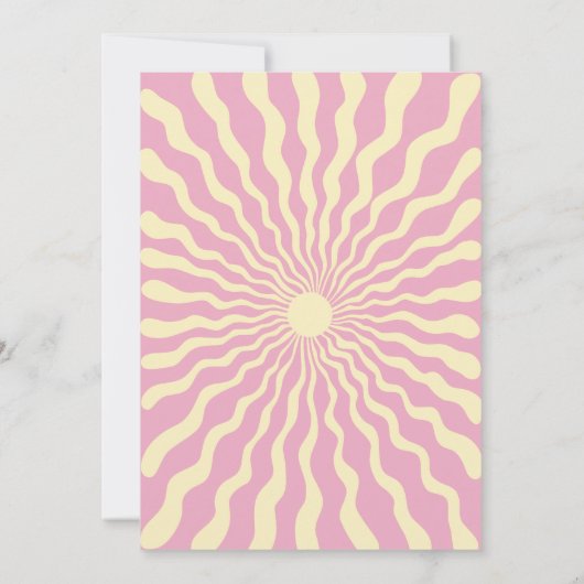 Retro Sun Wave Daisy Roze 70e Verjaardag Uitnodigi Kaart (Achterkant)