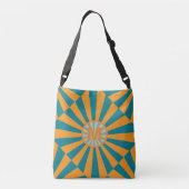 Retro Sunbeam Blauw Oranje Koel Gestreepte Monogra Crossbody Tas (Achterkant)