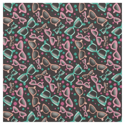 Retro Sunbribril Black Pattern Stof (Close Up)