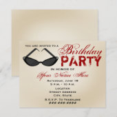 Retro Sunbril Birthday Party Invitation Kaart (Voorkant / Achterkant)