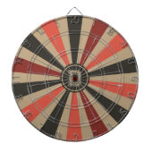 Retro Sunburst Aangepaste Monogram Dartbord (Voorkant)