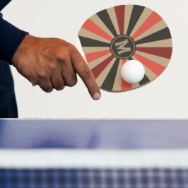 Retro Sunburst Aangepaste Monogram Ping Pong Paddl Tafeltennisbatje